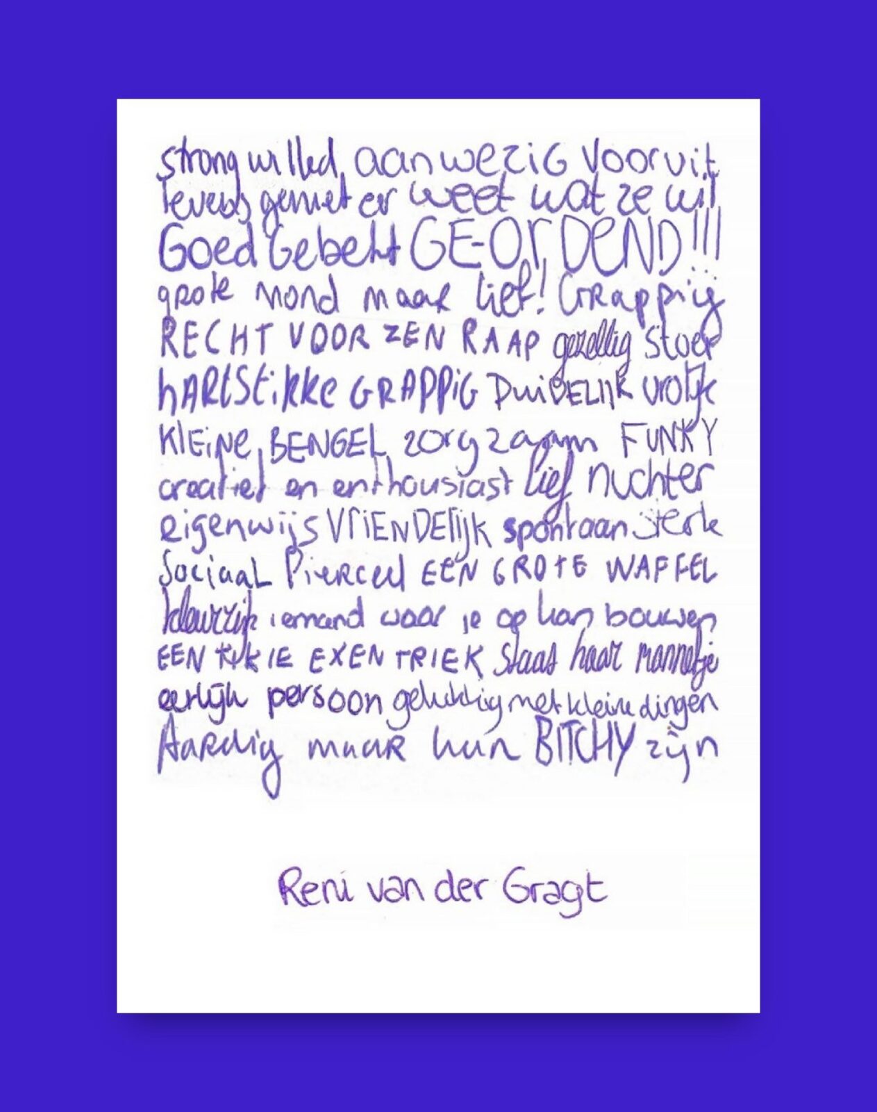 Geschreven Zelfportret – ontwerp door Buro Reni